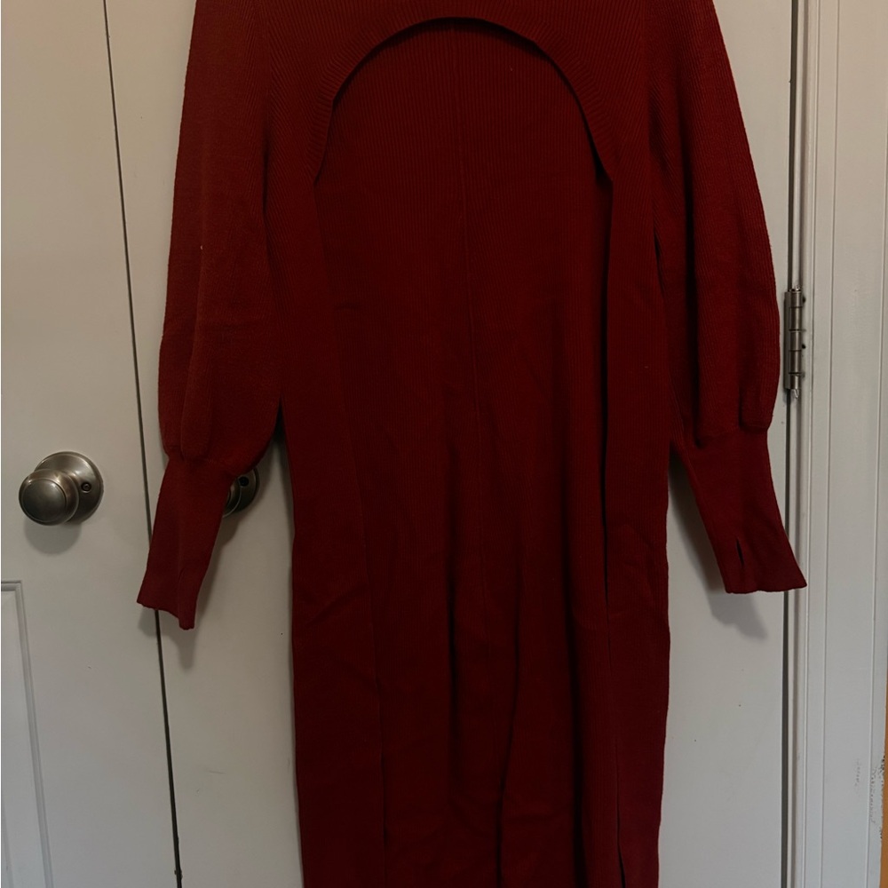 Red Long Sleeve Knit Cardigan